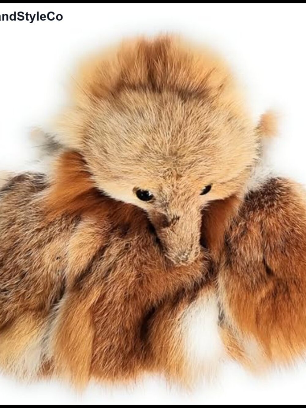 Fox Fur Bucket Bag with Realistic Fox Head Detail Luxury Winter Handbag